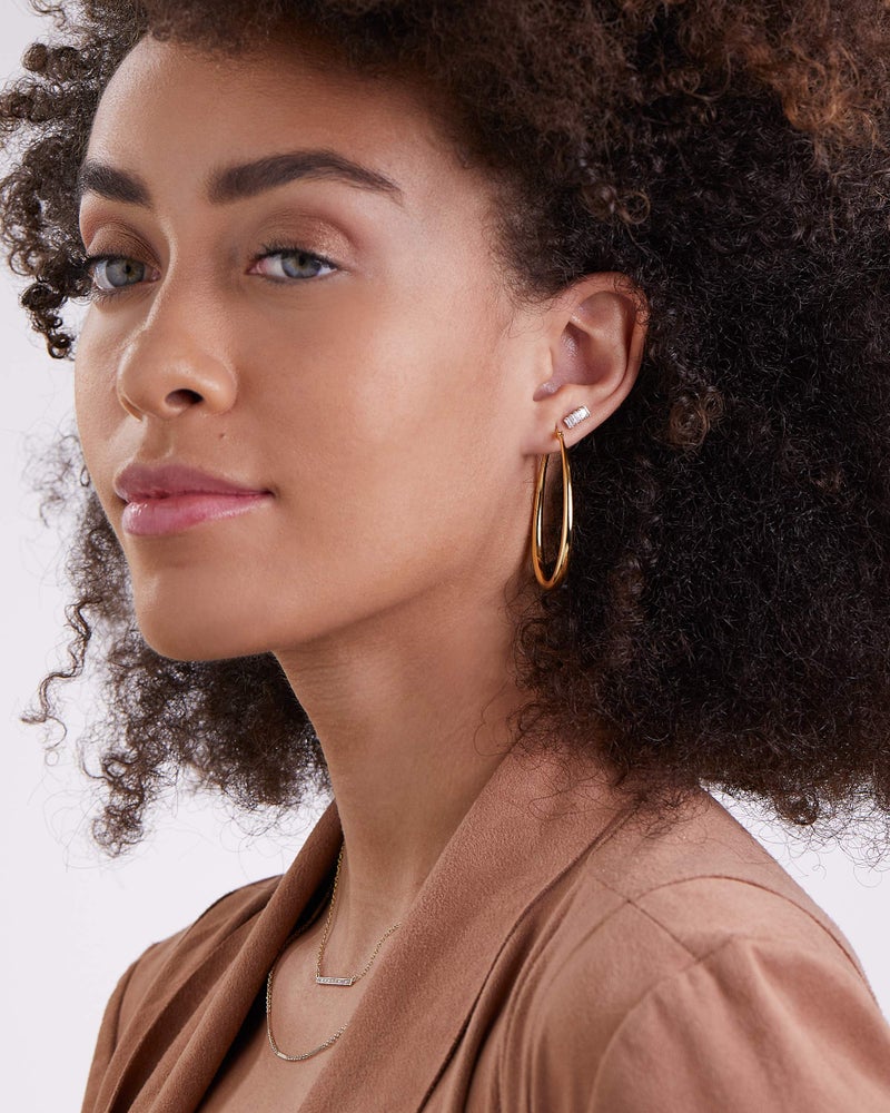 MILLA Oval Hoop Earrings - 14K Gold Plated, Rose Gold Plated and Sterling Silver Plated Hoop Earrings for Women - Hypoallergenic & Lightweight (14K Gold Plated / 45 mm / 1.8 inches) - Image 4